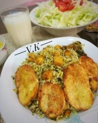 سبزی پلو با مرغ