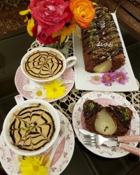 کیک_گلابی کاپوچینو_خانگی