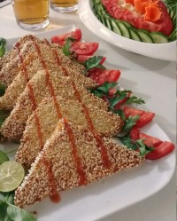 تست مرغ کنجدی با پنیر