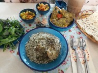 شوید پلو با ماهیچه زعفرانی