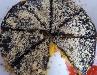 کیک ساده با روکش شکلاتی وگردو?