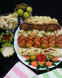 بادمجان برگر کروکت سیب زمینی ساندویچ گیپور سالاد روسی