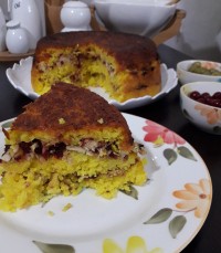 ته چین مرغ و بادمجون