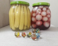 ترشی پیاز و بیبی کورن