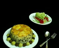 تزیین عدس پلو و سالاد شیرازی