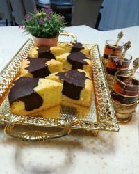 کیک دو رنگ عصرونه امروز