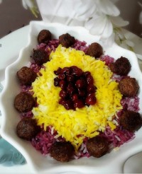 آلبالو پلو با کوفته قلقلی گیاهی