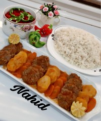 کباب تابه ای با رویه سبزیجات