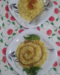 کلم پلو با سینه بوقلمون و رب غوره