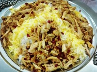 پلو مرغ ریش شده
