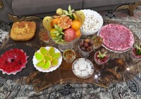 شب یلدا۹۷ ژله هندوانه باسلوق کیک ونان کدوحلوایی ژله حباب دار....