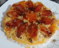 تهدیگ بال مرغ زعفرونی