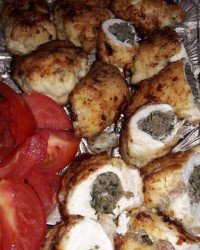 رولت مرغ با گوشت چرخکرده وسبزی