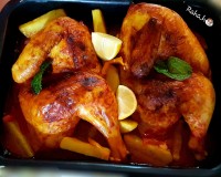 مرغ تنوری باسبزیجات