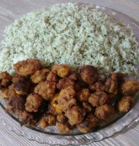 شوید پلو با میگو سوخاری