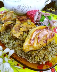 سبزی پلو با ته انداز مرغ زعفرانی