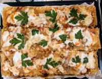 لازانیا گوشت وقارچ سبزیجات