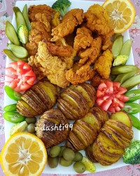 فیله_مرغ_استریپسی سیب_زمینی_ِکاردئونی