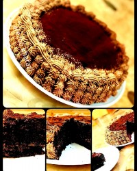 کیک کافی شاپی با فیلینگ موس شکلات