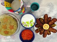 سبزی پلو و کباب شامی