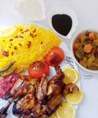 اکبر جوجه و پلو زعفرانی خونگی