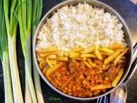 قیمه پلو و پیازچه