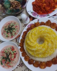 خورش میگو با برنج