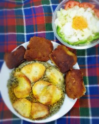 برنج و ماهی سوخاری