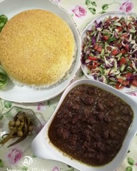 پلو با فسنجون گوشت قلقلی