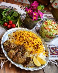 زرشک پلو با ماهیچه شروین
