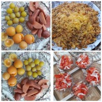 لوبیا پلو همراه با ترشی جات مختلف