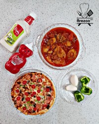 خوراک گوجه بادمجون و پیتزا