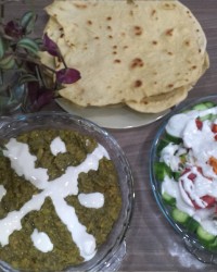 کشک بادمجون رژیمی،نان خودم پز،سالاد.....