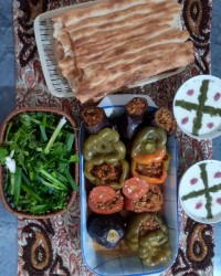 دلمه بادمجون فلفل دلمه گوجه