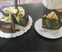 کیک شکلاتی رنگین کمانی بدون فر