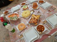 قیمه لازانیا کارامل ژله چندرنگ کاهو