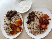 عدس پلو با گوشت قلقلی