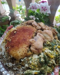 باقلی پلو با مرغ و پنیر برشته گیلانی جاتون سبز