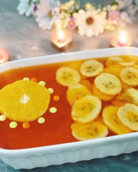 دسر کاسترد با رویه ژله پرتغالی