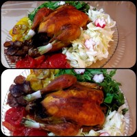 مرغ بریان شکم پر