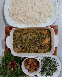خورشت سیرقلیه وپلوکته