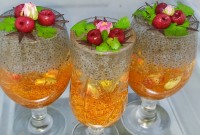 ژله تخم شربتی، حباب دار و خاکشیر ژله در جام