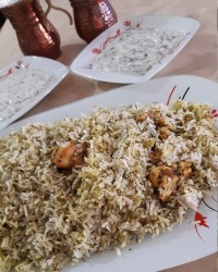 شوید پلو با مرغ