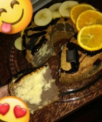 کیک اسفنجی دورنگ