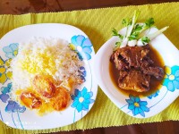 خوراک زبان با سس بشامل و قارچ