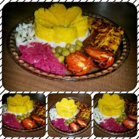 کباب بوقلمون با پلو زعفرانی