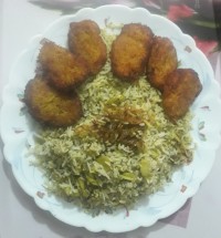 باقالی پلو همراه با کتلت گیاهی