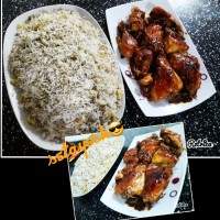 پلو شوید باقالی با مرغ سرخ شده