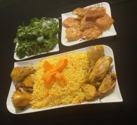 هویج پلو با مرغ سرخکرده