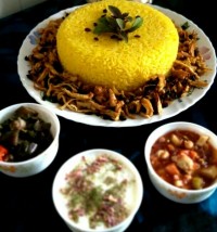 زرشک پلوی خوشمزه من با مرغ ریش ریش